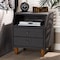 Baxton Studio Claverie Charcoal Upholstered 2-Drawer Wood Nightstand 155-9109 - alternate 4